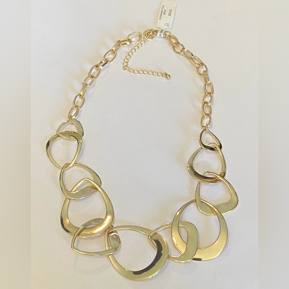 Neiman Marcus gold tone circle chain statement adjustable necklace NWT - Picture 1 of 6